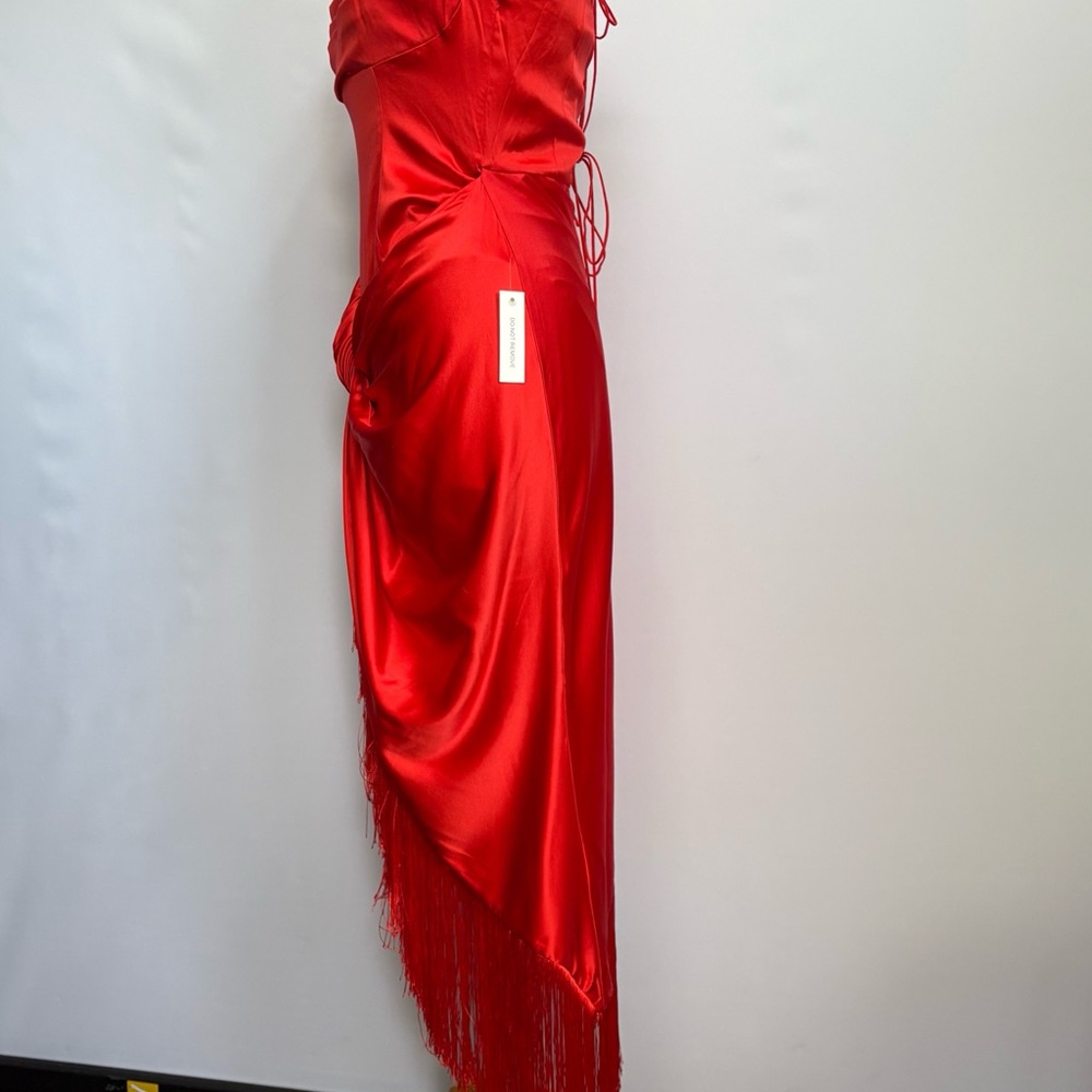 NWT For Love & Lemons Anisa Asymmetrical Silk Fringe Midi Dress - Picture 13 of 17